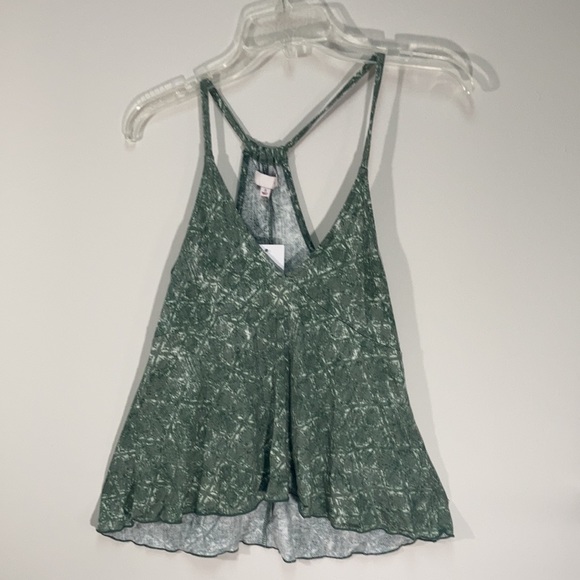 3/$15 So skinny strap tank green print soft boho casual sleeveless top S jr - Picture 12 of 17